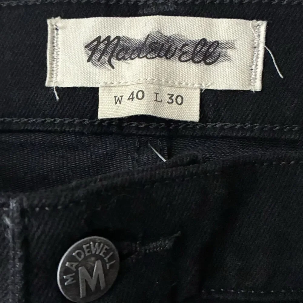 Madewell Jeans Mens 42x30 (tag 40x30) Black Straight Flex Denim Slim NG296 NWT